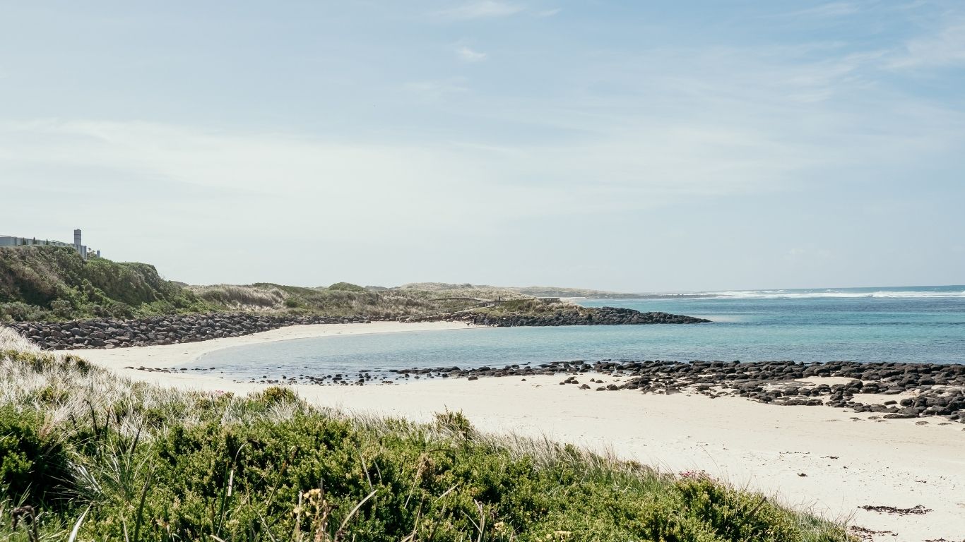 Port Fairy coastline, river and island